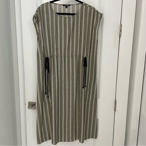NEW Kal Rieman Linen Blend Popover Striped Midi Dress.     20